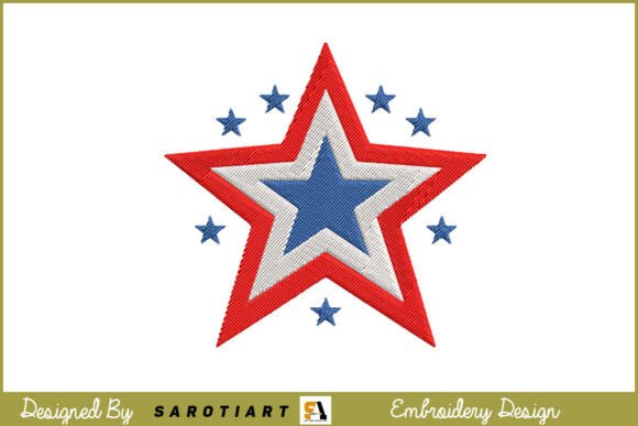 4th of July Patriotic Star Embroidery