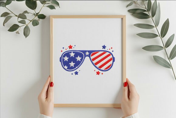 4th of July Sunglass Embroidery Design