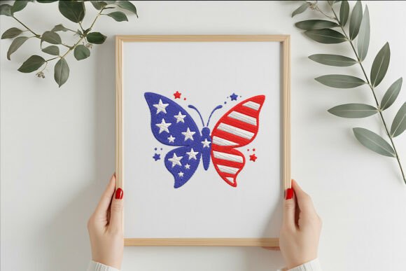 Butterfly 4th of July Embroidery Design