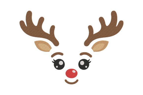 Cute Reindeer Face Embroidery