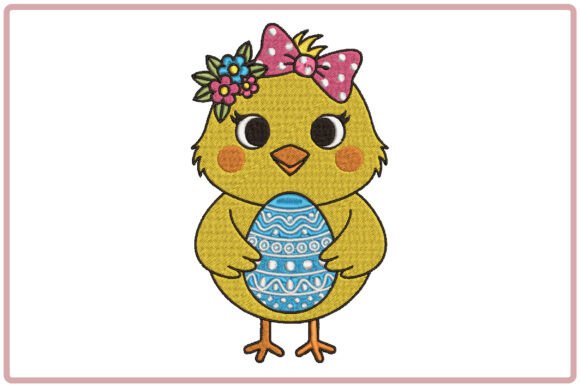 Cute Spring Chick Embroidery Design