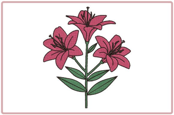 Elegant Lily Flowers Embroidery Design