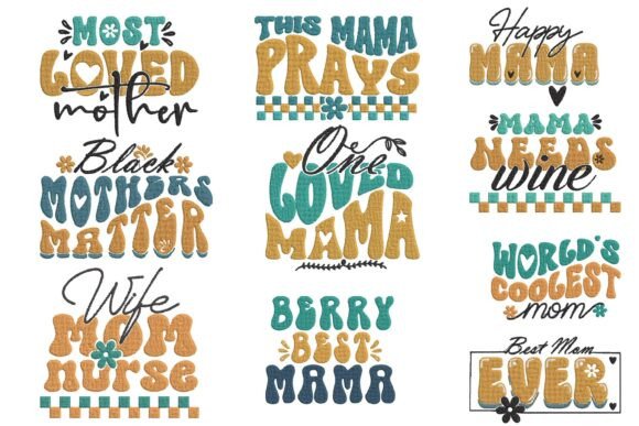 Funny Mom Quotes Embroidery Bundle