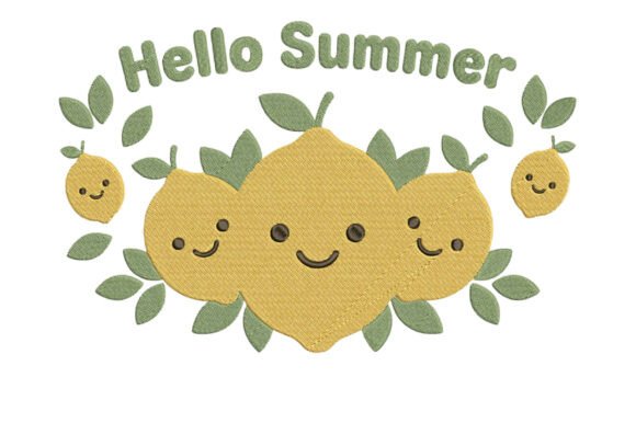 Hello Summer Lemon Embroidery Design