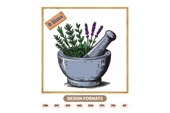 Herbal Mortar and Pestle Embroidery File