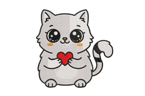 Kawaii Cat Embroidery Design