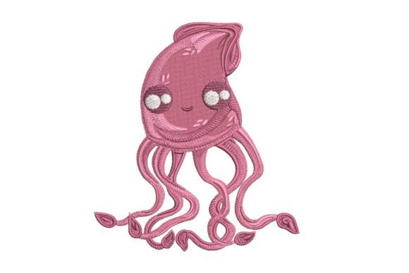 Kawaii Squid Embroidery