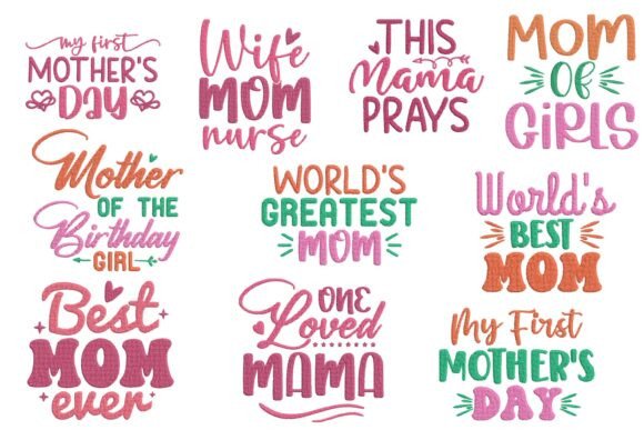 Mothers Day Mom Quotes Embroidery Pack
