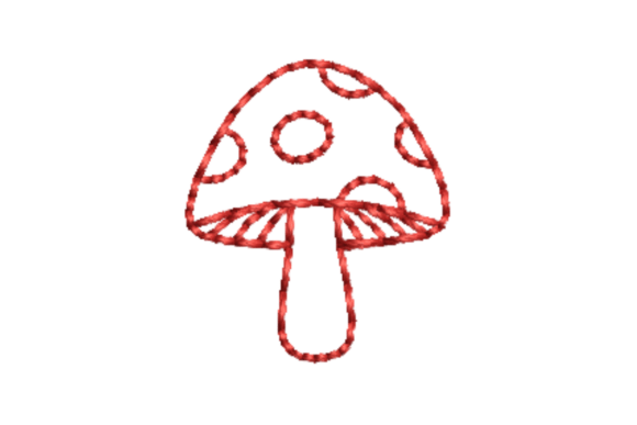 Mushroom Outline Redwork Embroidery