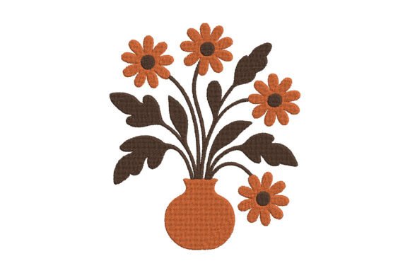 Orange Daisy Embroidery Design