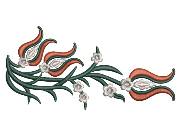 Ottoman Tulip Floral Branch Embroidery