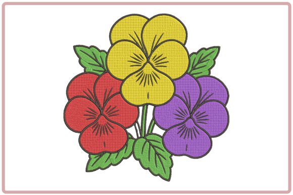 Pansy Flowers Embroidery Design
