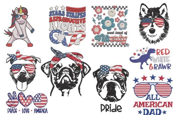 Patriotic Dog USA Embroidery Bundle