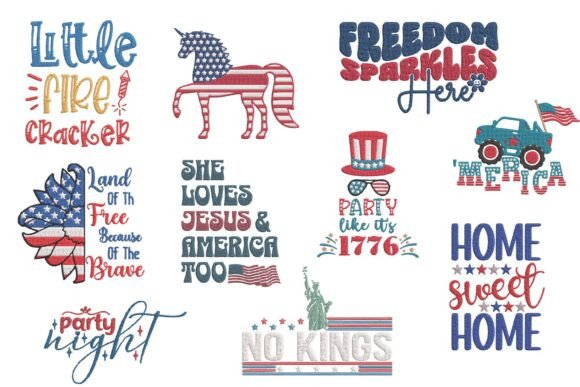 Patriotic USA Quotes Embroidery Bundle