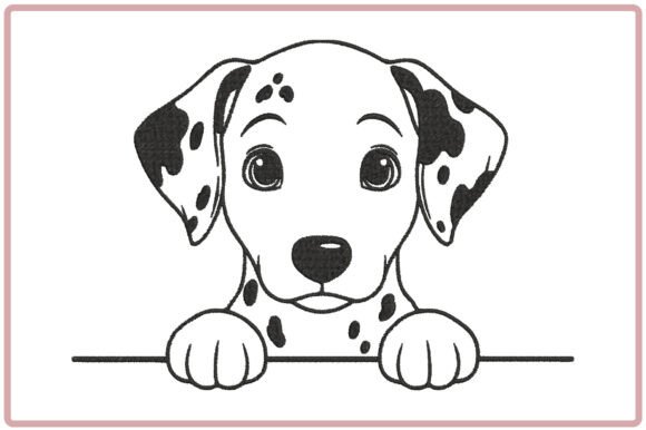 Peeking Dalmatian Dog Embroidery Design