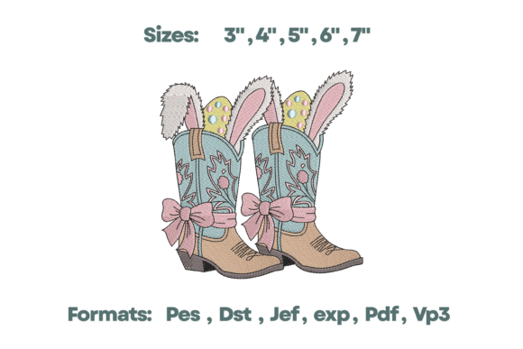 Teal Western Easter Boots Embroidery